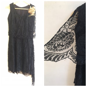 1920s Black Lace Flapper Dress