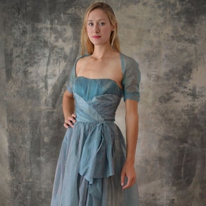 1950s Iridescent  Blue Party Dress