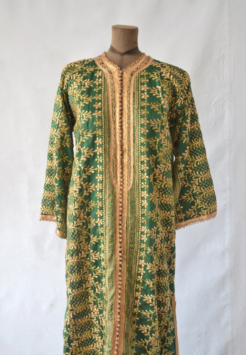 Green and Gold Ethinic Silk Robe Size L - Etsy UK