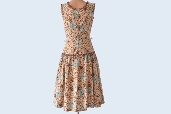 1950s Cotton Floral Dress size S - image 3