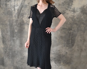1940s Black Lace Dress
