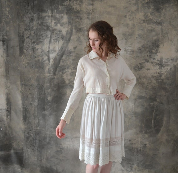 1930s Cropped White Blouse