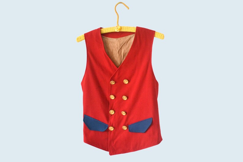 1910s Red Wool Vest size S image 1