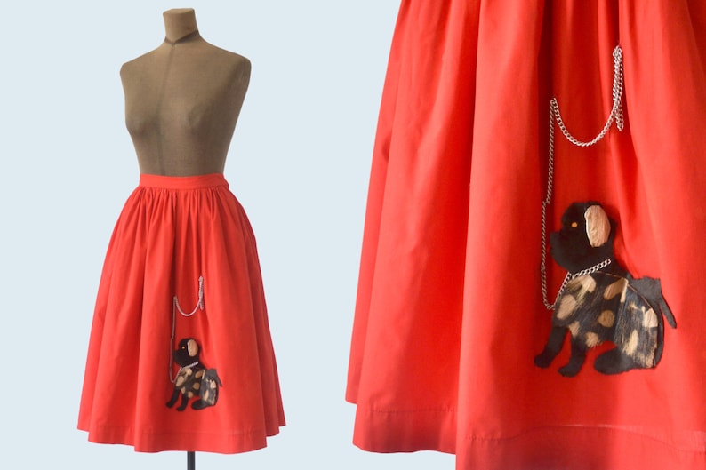 1950s Red Poodle Skirt size M image 1