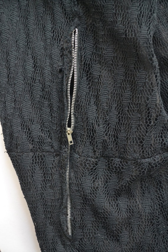 1940s Black Lace and Velvet Dress