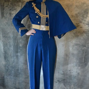1950's Cobalt Blue Marching Band Uniform with Gold Trim image 1