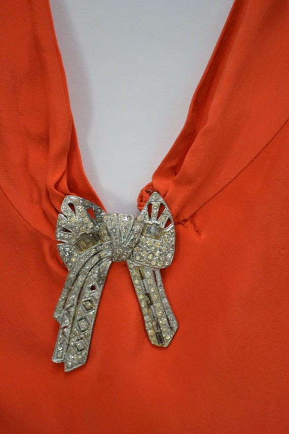 1920s Tangerine Silk Evening Dress - image 4