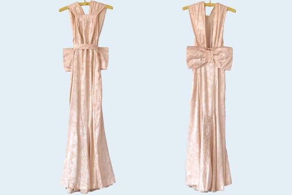 1950's Pink Satin Floral Dress and Jacket size XS