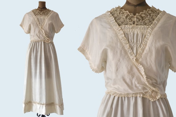 Edwardian White Silk Dress size S - image 1