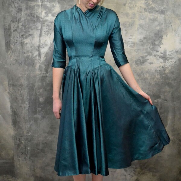 1950s Iridescent Blue/Green Dress