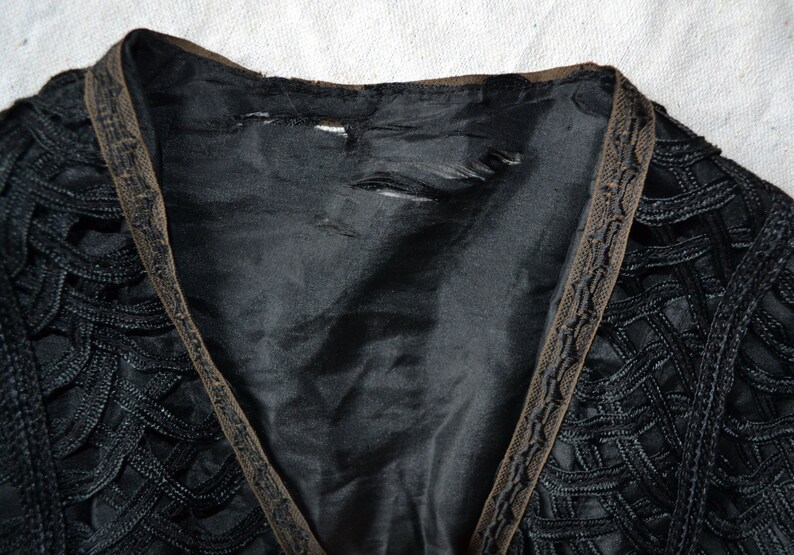 Edwardian Black Looped Ribbon Work Silk Jacket - Etsy