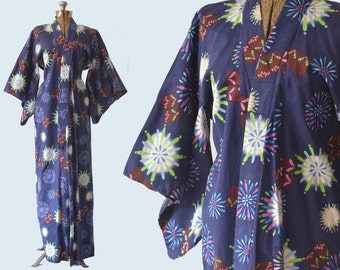 Firework Print Japanese Kimono One Size