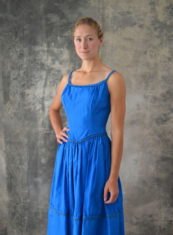 1960s Blue Satin Dress - image 3