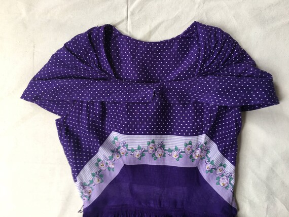 1950s Violet Cotton Voile Summer Dress, size small - image 4