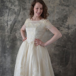 1960s Ivory Organza Wedding Gown