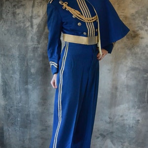 1950's Cobalt Blue Marching Band Uniform with Gold Trim image 2