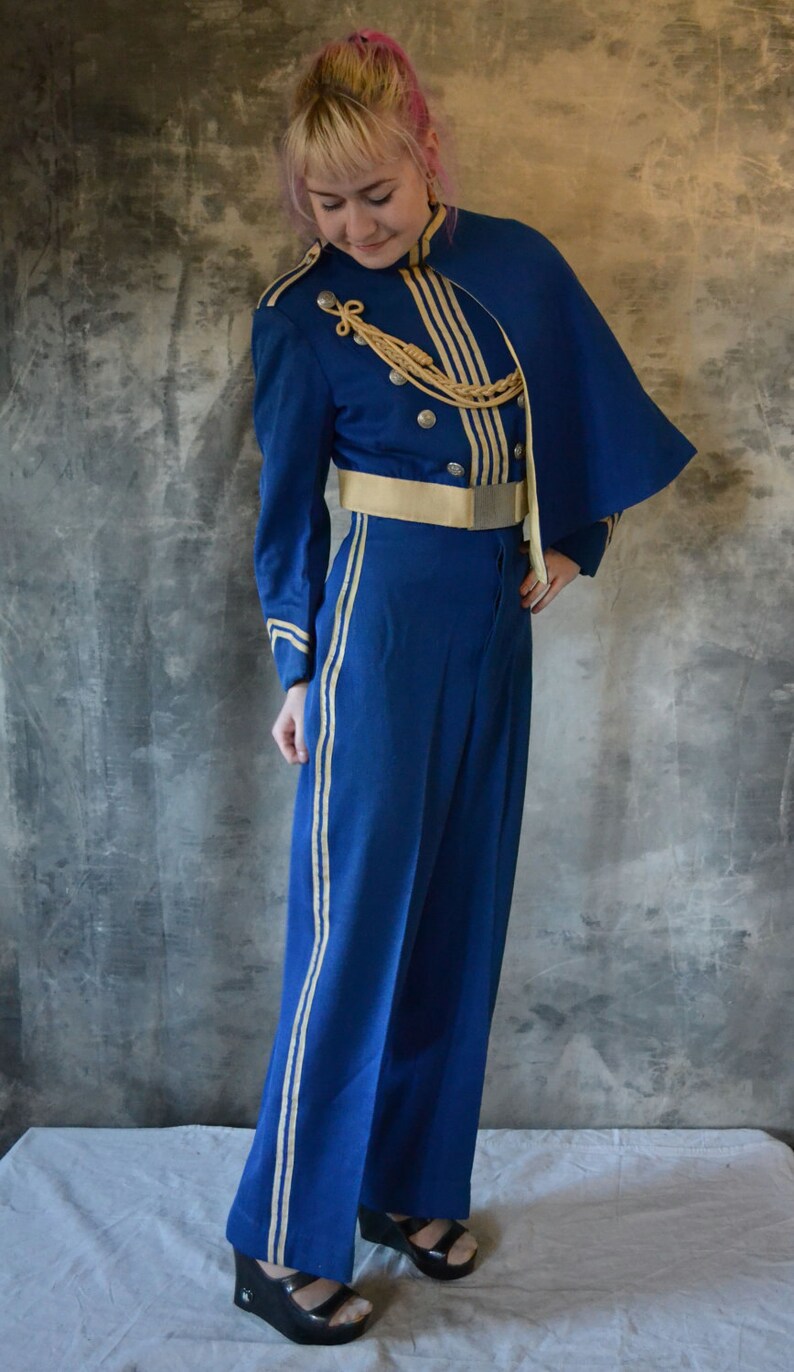 1950's Cobalt Blue Marching Band Uniform with Gold Trim image 2