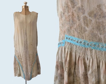 1920s Sage Green Flapper Dress size S