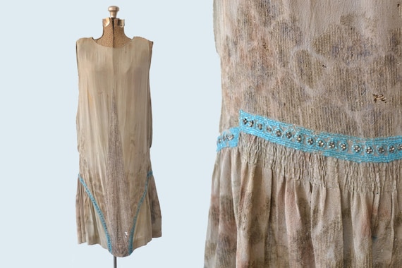 1920s Sage Green Flapper Dress size S