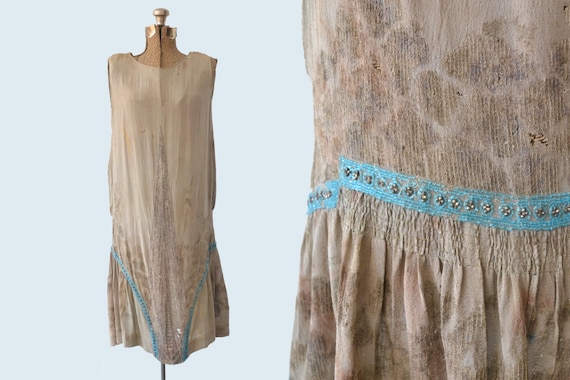 1920s Sage Green Flapper Dress size S - image 1