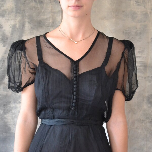 40s black sheer dress