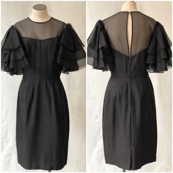 1960's Black Silk Cocktail Dress