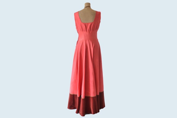 1950s Rose Satin Gown size L - image 2