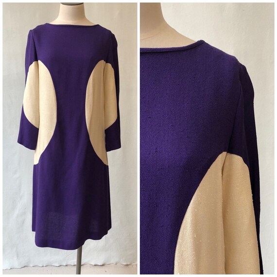 1960's Deep Purple Mod Linen Dress