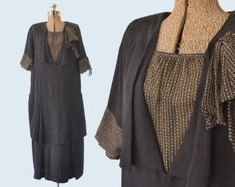 1920s Black Flapper Dress size M/L