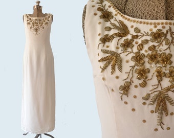 1960s Beaded Cream Gown size M