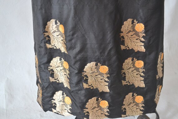 1960s Carrie Naylor Black Silk and Gold Dress size M/L View 3