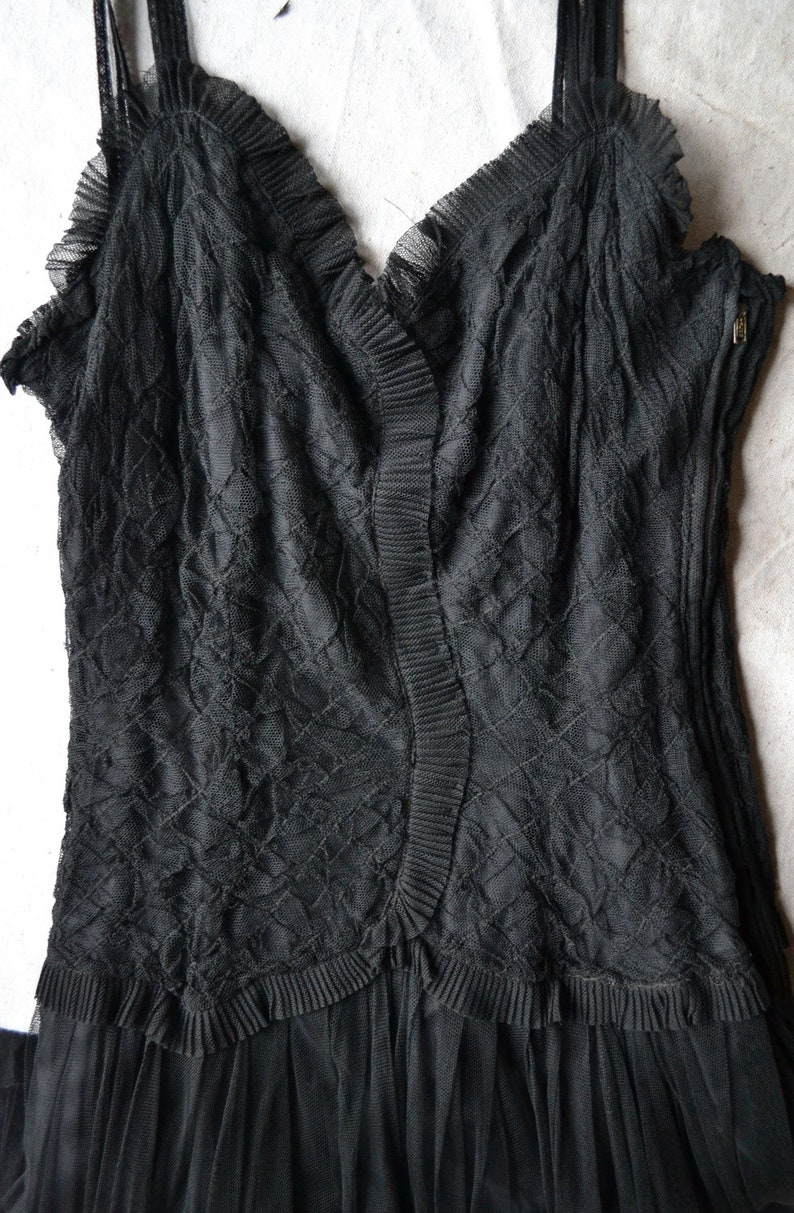 1940s Long Black Netted Tulle Dress - Etsy
