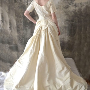 1950s Satin Wedding Gown with Train