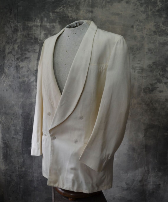 1940s Palm Beach White Cotton Blazer