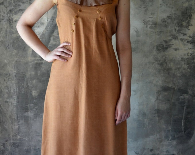 1930's Dustbowl Sienna Brown Work Dress Etsy