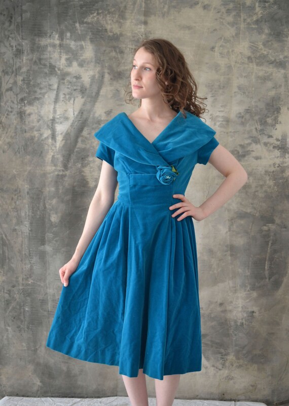 Velvet teal dress - Gem