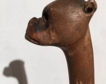Chien Cane manche sculpté, Boxer ou Bull Dog