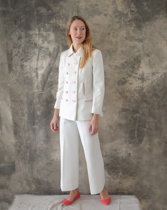 1960s White Lilli Ann Knits Three Piece Suit Size… - image 1