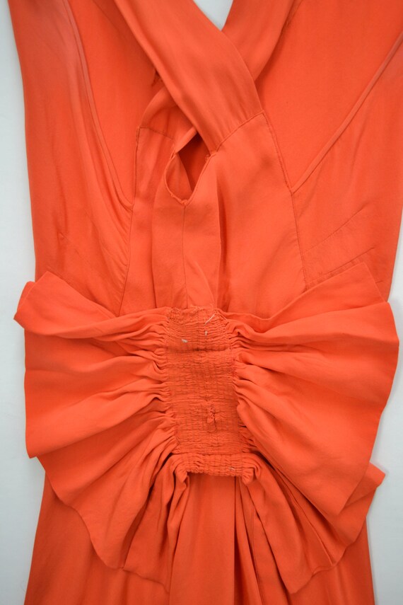 1920s Tangerine Silk Evening Dress - image 5