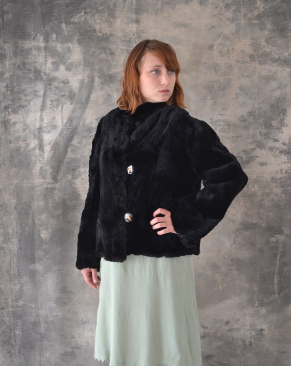 1950s Black Fur Jacket