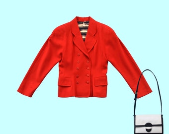 1980s Karl Lagerfeld Red Wool Jacket size S