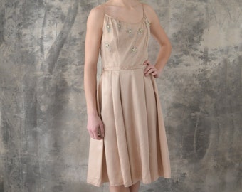 1950s Blush Satin Dress size M