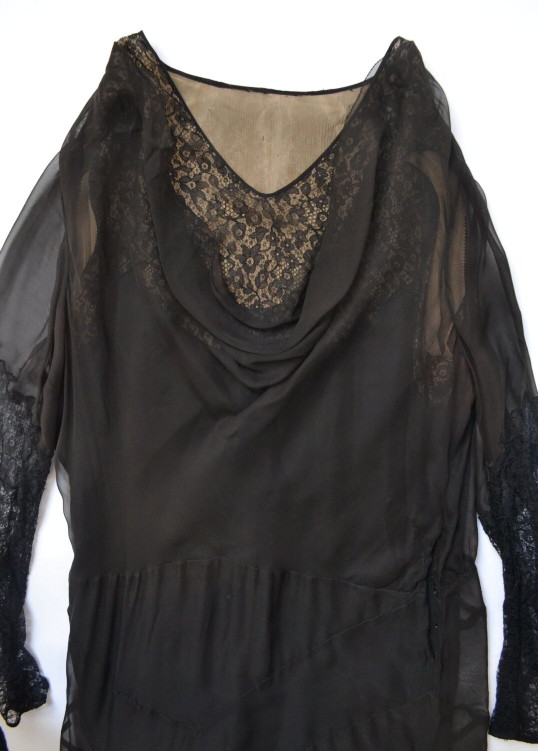 1930s Sheer Black Silk and Lace Dress - Etsy