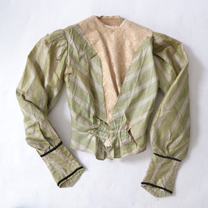 Victorian Green Striped Blouse image 3