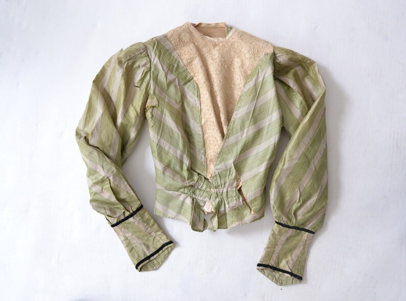 Victorian Green Striped Blouse image 3