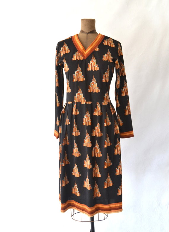 1960s Lanvin Geometric Print Dress size M - image 3