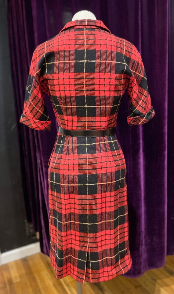 1950s Red Plaid Shirt Dress - image 3