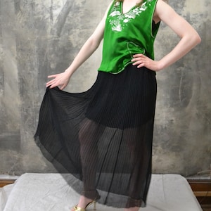 1920s Black Sheer Long Skirt