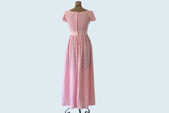 1960s Pink Polka Dot and Flower Dress size XS - image 3