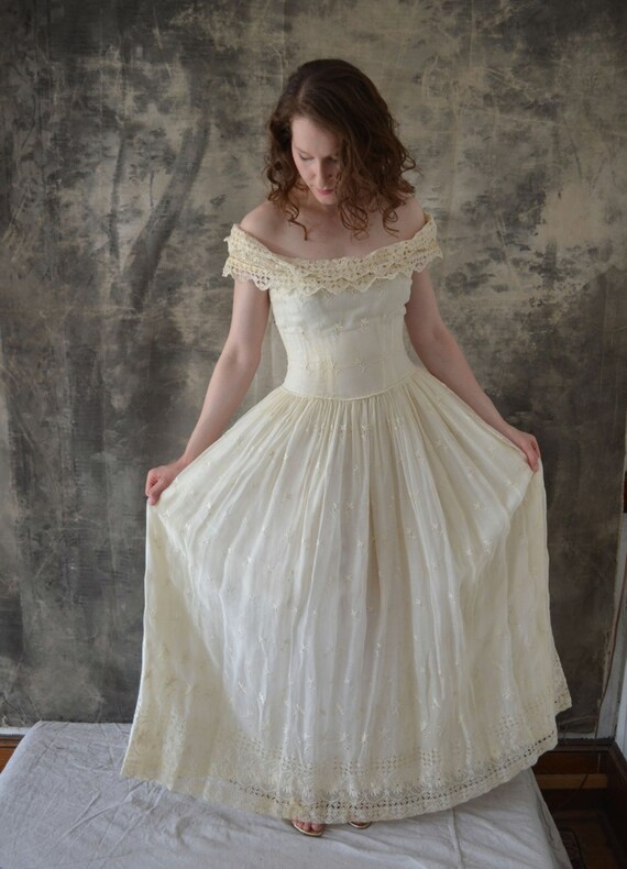 eyelet lace wedding dress